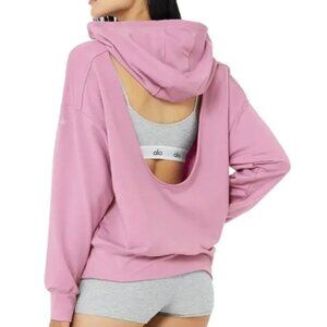 Alo open back hoodie in Pink Lavender